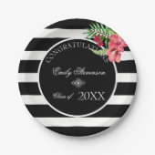 Assiettes En Carton Fleurs exotiques Grandes Bleues Noires- Graduation (Devant)