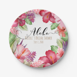 Assiettes En Carton Fleurs Exotiques Tropicales Élégant Aloha Hawaïen