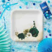 Assiettes En Carton fleurs Extraordinaires en ivoire vert émeraude (Fête)