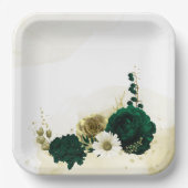 Assiettes En Carton fleurs Extraordinaires en ivoire vert émeraude (Recto)