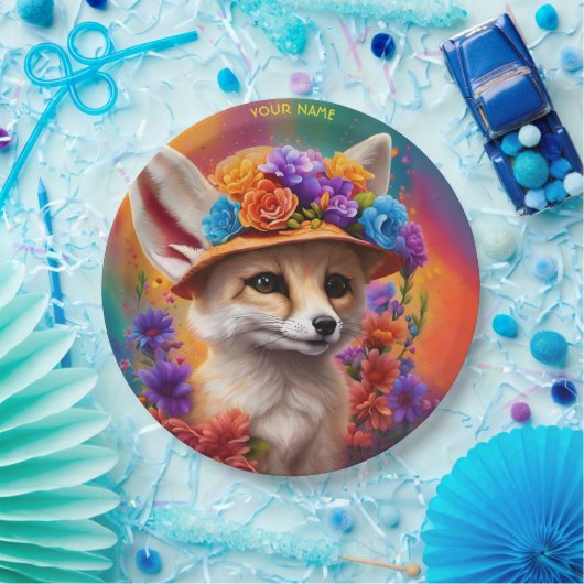 Assiettes En Carton Fleurs Fennec Fennec Fennec Imaginaire mignonnes (Fête)