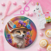 Assiettes En Carton Fleurs Fennec Fennec Fennec Imaginaire mignonnes (Fête)