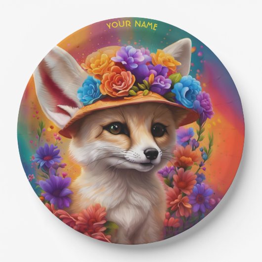 Assiettes En Carton Fleurs Fennec Fennec Fennec Imaginaire mignonnes (Devant)
