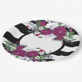 Assiettes En Carton Fleurs Florales Violettes Noires Et Blanches (Angle)