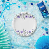 Assiettes En Carton Fleurs florales violettes Soirée de mariage (Fête)