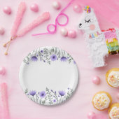 Assiettes En Carton Fleurs florales violettes Soirée de mariage (Fête)