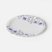 Assiettes En Carton Fleurs florales violettes Soirée de mariage (Angle)