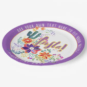 Assiettes En Carton Fleurs Folkart Cactus FIESTA personnalisées (Angle)