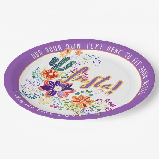 Assiettes En Carton Fleurs Folkart Cactus FIESTA personnalisées (Angle)