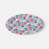 Assiettes En Carton Fleurs funky bleu et rose (Angle)