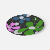 Assiettes En Carton Fleurs funky en vert, rose & bleu (Angle)