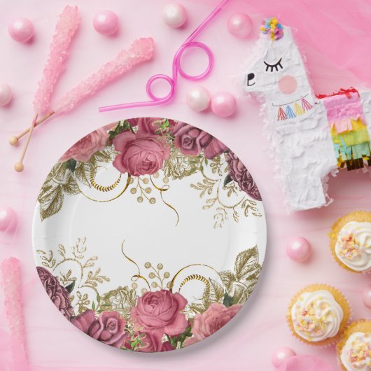 Assiettes En Carton Fleurs glam chic modernes pour toutes les occasion (Fête)