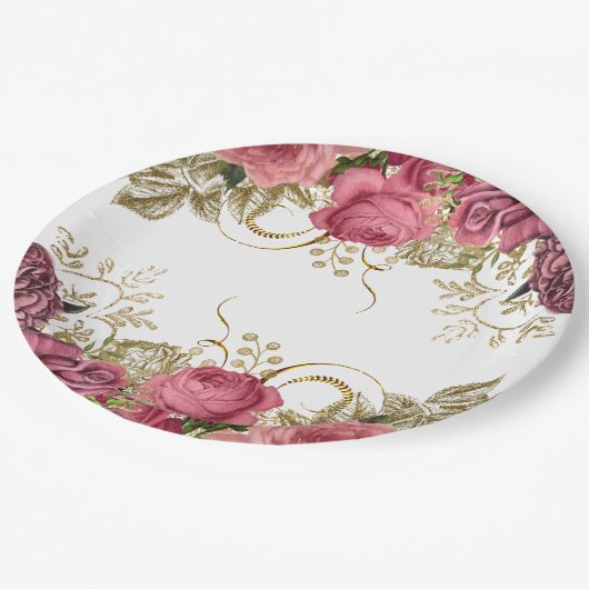 Assiettes En Carton Fleurs glam chic modernes pour toutes les occasion (Angle)