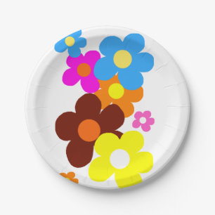 Assiettes En Carton Fleurs heureuses colorées