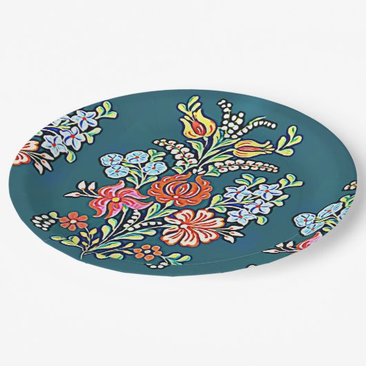 Assiettes En Carton Fleurs hongroises (Angle)