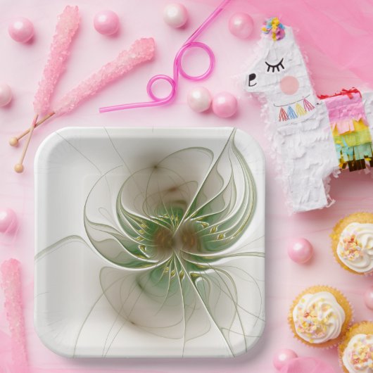 Assiettes En Carton Fleurs imaginaires fractales douces et tendres  (Fête)