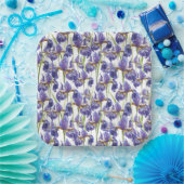 Assiettes En Carton Fleurs Iris Violettes (Fête)