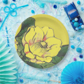 Assiettes En Carton FLEURS JAPONAISES JAUNE EN Plaque Papier (Fête)