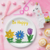 Assiettes En Carton Fleurs Jardin Jaune Bleu Violet (Fête)