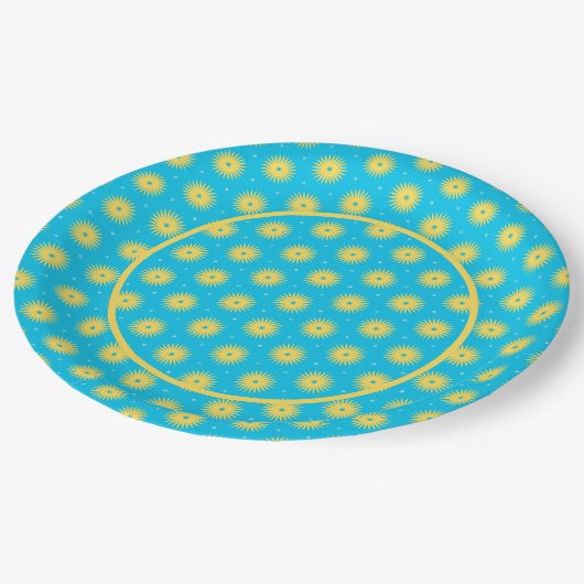 Assiettes En Carton Fleurs jaunes (Angle)