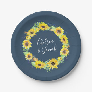 Assiettes En Carton Fleurs | Mariage de couronne de tournesol