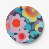 Assiettes En Carton Fleurs mod rétro (Devant)