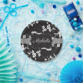 Assiettes En Carton Fleurs noir et blanc (Fête)