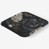 Assiettes En Carton Fleurs noires et blanches (Angulaire)