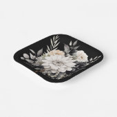 Assiettes En Carton Fleurs noires et grises (Angulaire)