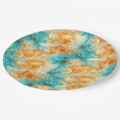 Assiettes En Carton Fleurs orange Turquoise Chic (Angle)