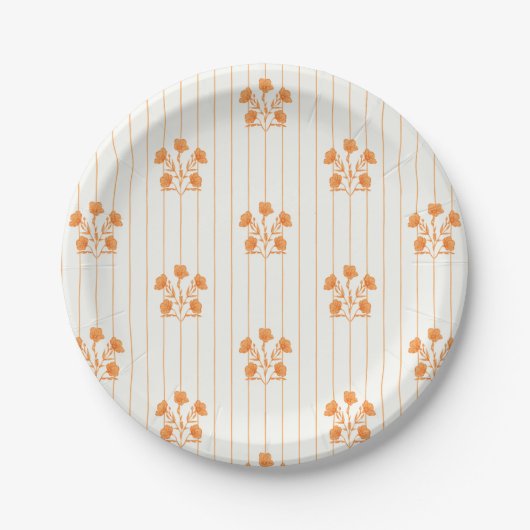 Assiettes En Carton Fleurs orange vintages (Devant)