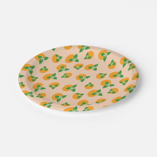 Assiettes En Carton Fleurs oranges (Angle)
