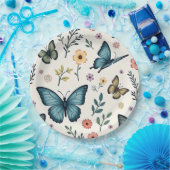 Assiettes En Carton Fleurs papillon (Fête)