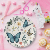 Assiettes En Carton Fleurs papillon (Fête)