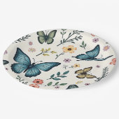 Assiettes En Carton Fleurs papillon (Angle)