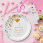 Assiettes En Carton Fleurs pastel et verdure Première communion sainte (Fête)