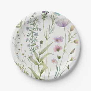 Assiettes En Carton Fleurs pourpres d'aquarelle