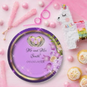 Assiettes En Carton Fleurs pourpres Parkle Personnalisable Mariage (Fête)