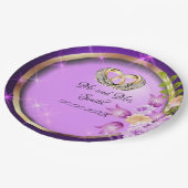 Assiettes En Carton Fleurs pourpres Parkle Personnalisable Mariage (Angle)