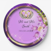 Assiettes En Carton Fleurs pourpres Parkle Personnalisable Mariage (Devant)