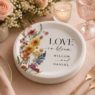 Assiettes En Carton Fleurs Pressées Fleurs Sauvages Mariage Bohème