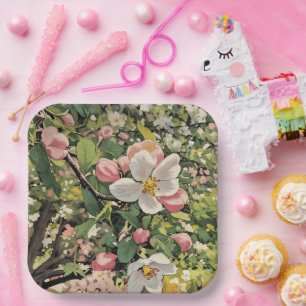 Assiettes En Carton Fleurs printanières - Plaques de papier