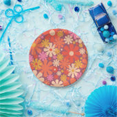 Assiettes En Carton Fleurs rétro 60s les années 70 esthétique motif fl (Fête)