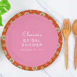 Assiettes En Carton Fleurs rétro 60s Orange rose Fête des mariées pers<br><div class="desc">Super Retro 60s Fleurs Fête des mariées orange et rose Plaques de papier personnalisées</div>