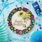 Assiettes En Carton Fleurs Rétro Anniversaire Gnome (Fête)