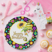 Assiettes En Carton Fleurs Rétro Anniversaire Gnome (Fête)