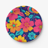 Assiettes En Carton Fleurs rétro brillantes et audacieuses - style Dop (Devant)