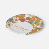 Assiettes En Carton Fleurs rétro colorées 60's 70's Mariage (Angle)