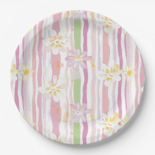Assiettes En Carton Fleurs Rétro Pastel (9)