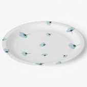 Assiettes En Carton fleurs romantiques bleu (Angle)